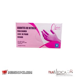 GUANTE DE NITRILO COLOR ROSADO CLAREX
